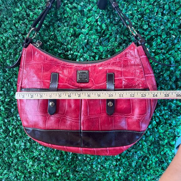 Dooney & Bourke Hobo Handbag Safari Red Shoulder Bag Embossed Leather Y2K Gift - Picture 3 of 13